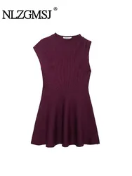 TRAF Autumn Asymmetric Design Mini Dresses For Women Slim Fit Street Style Woman Short Dress Casual Street Clothing