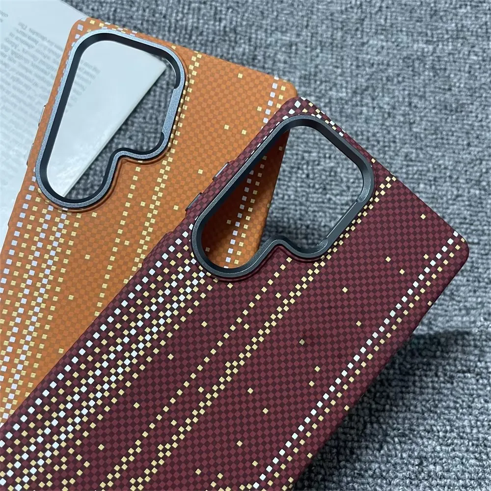 حافظة ليلية متوهجة من ألياف الكربون المغناطيسية لهاتف سامسونج جالاكسي S25 Ultra S24 Ultra لهاتف Magsafe غطاء صلب لشحن الكمبيوتر اللاسلكي #6