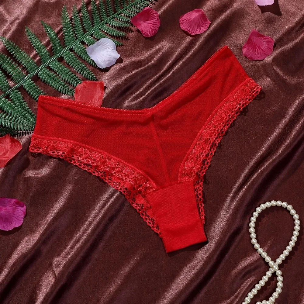 

Low Waist Mesh Floral Panties Female Lingerie Patchwork Lace Flower Transparent Briefs Intimate Underwear Romantic T Panties