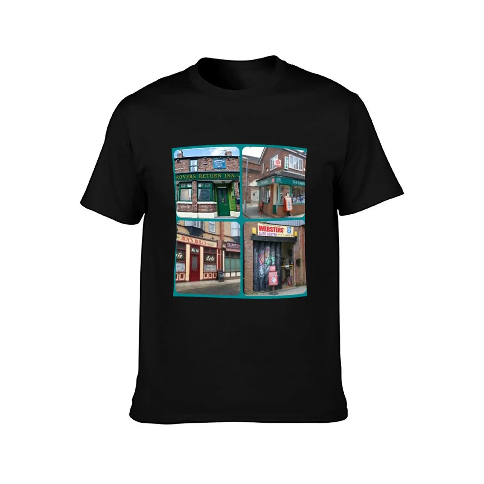 Corrie iconic buildings T-Shirt hippie clothes anime graphic t shirts baggy shirts cotton t shirt men