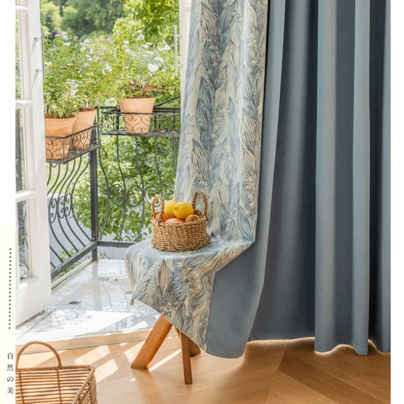 French Elegant Living Room Curtains Vintage Lily of The Valley Print Bedroom Curtain Soft Chenille High Blackout Curtains Rideau