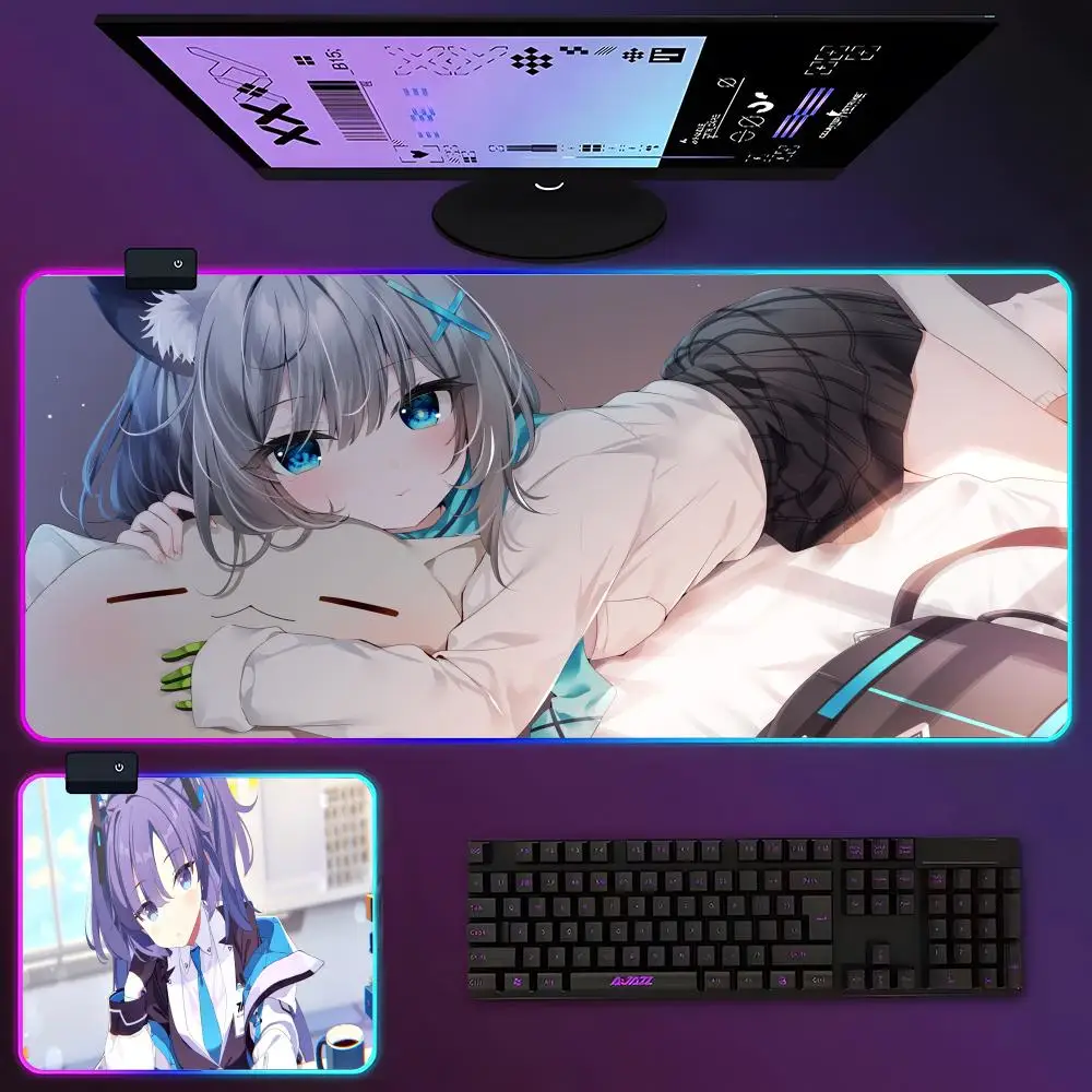 Games Blue Archive Mouse Pad RGB Luminous 700X400mm Large Table Pad Encrypted Anti Skid Super Large Mouse Pad