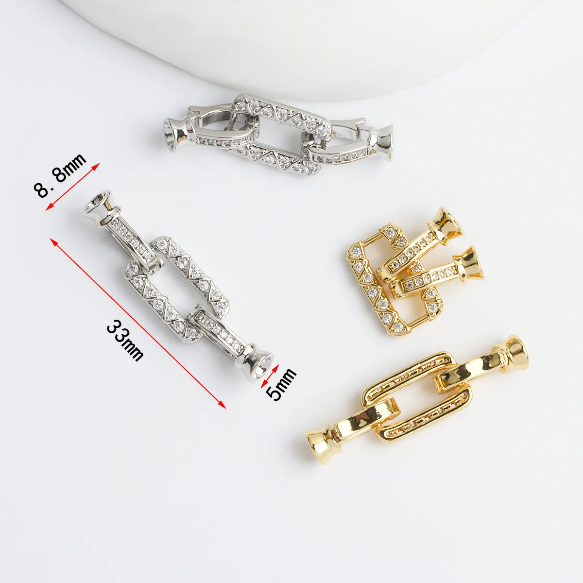 1 Piece of Zircon Square Multi-function Finishing Button Pearl Necklace Bracelet Connecting Button DIY Jewelry Accessories