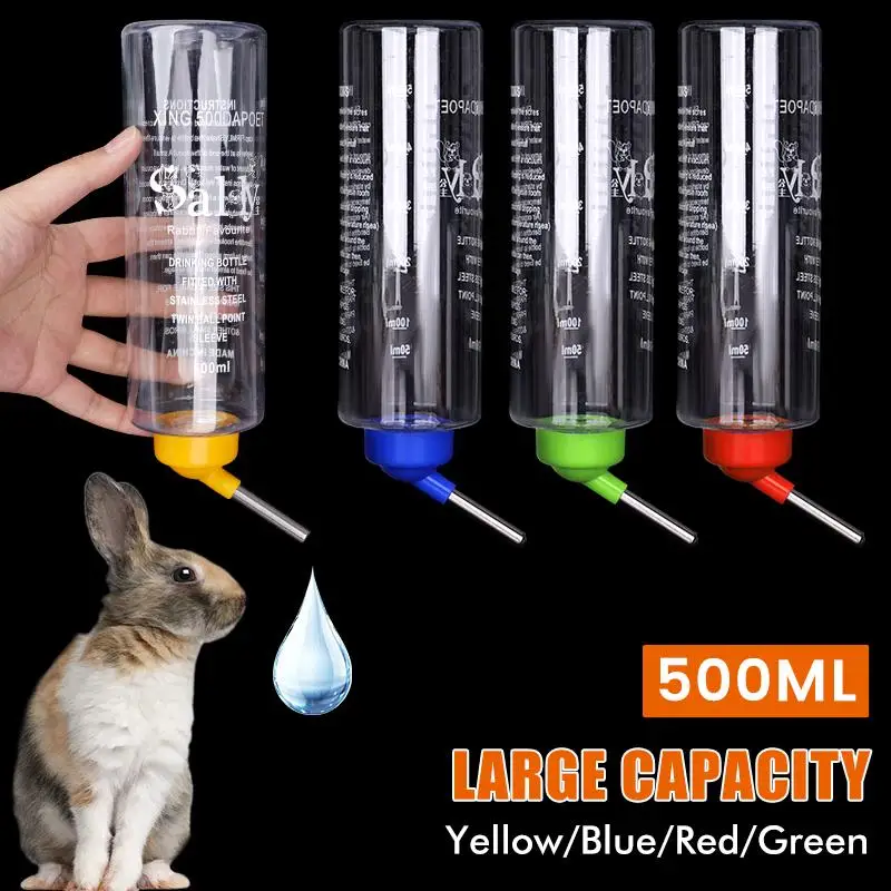 500Ml Rabbit Water Dispenser Hanging Water Bottle Ball Bearing Water Bottle Dispenser Hamster Feeder Hanging On The Pet Cage