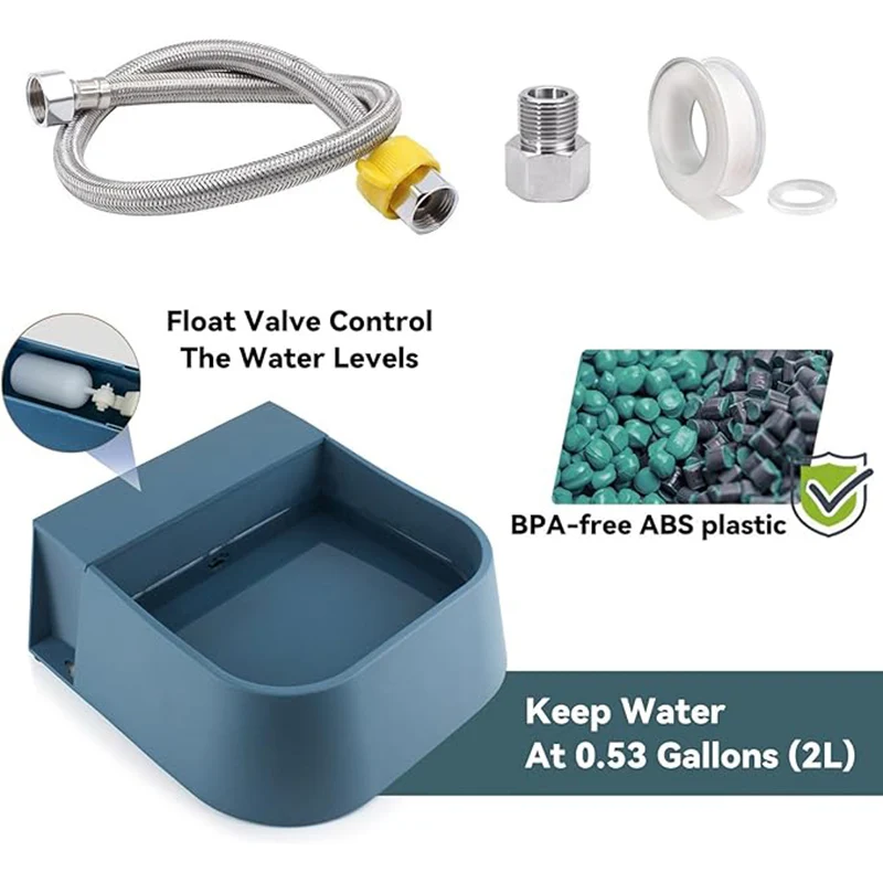 Automatischer Wassernapfspender für Hunde mit 1,5 m Wasserschlauch, 2 l, automatischer Füll-Wasserspender für Haustiere für Tiere, Katzen, Hühner, Kaninchen – Detail 6