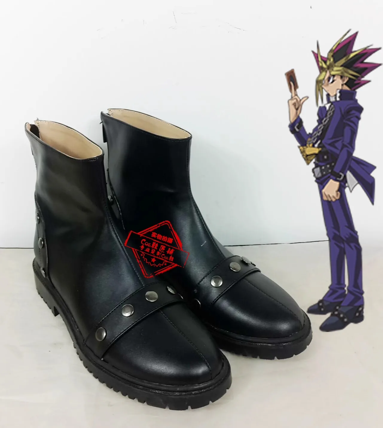 

Yu Gi Oh GX Yugi Muto Косплей Костюм Обувь Черные кожаные туфли ручной работы Сапоги