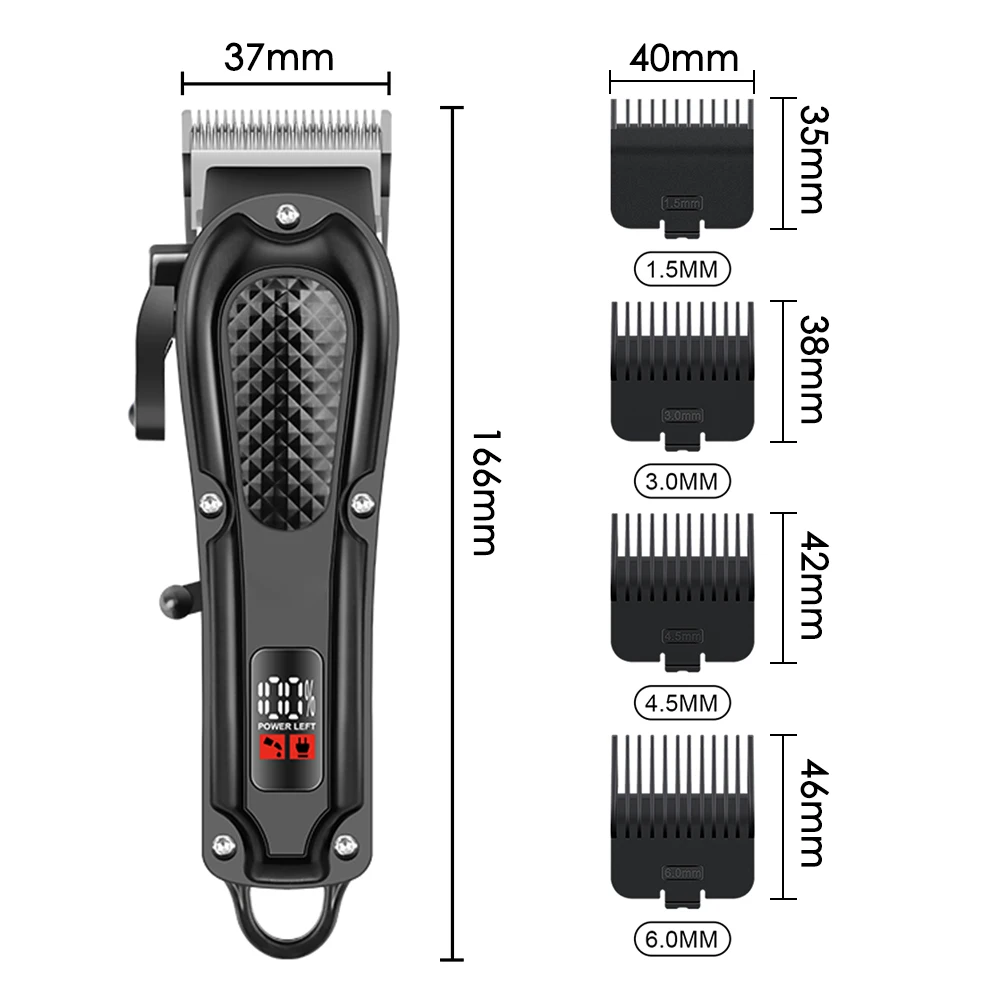 Professional Barber Electric Hair Clipper Rechargeable Cordless Beard Trimmer Men Powerful Electric Hair Cutting Trimming Tool
