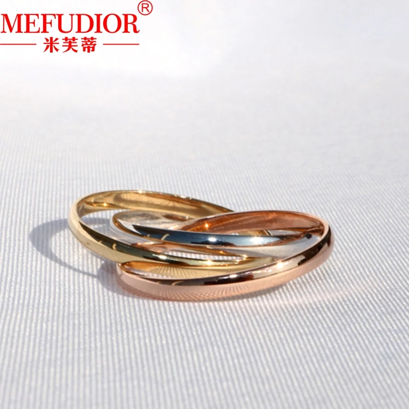 18K Gold Smooth Ring for Women 1MM\2MM\3MM Wide White\Yellow\Rose Gold Three Color Wedding Band Luxury Couple Party Jewelry Gift