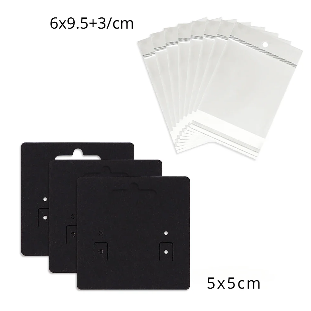 50 Pcs 5x5cm New Pattern Hangable Earrings Jewelry Display Paper Card With Or Without Bags Wholesale Packaging Business Supplier