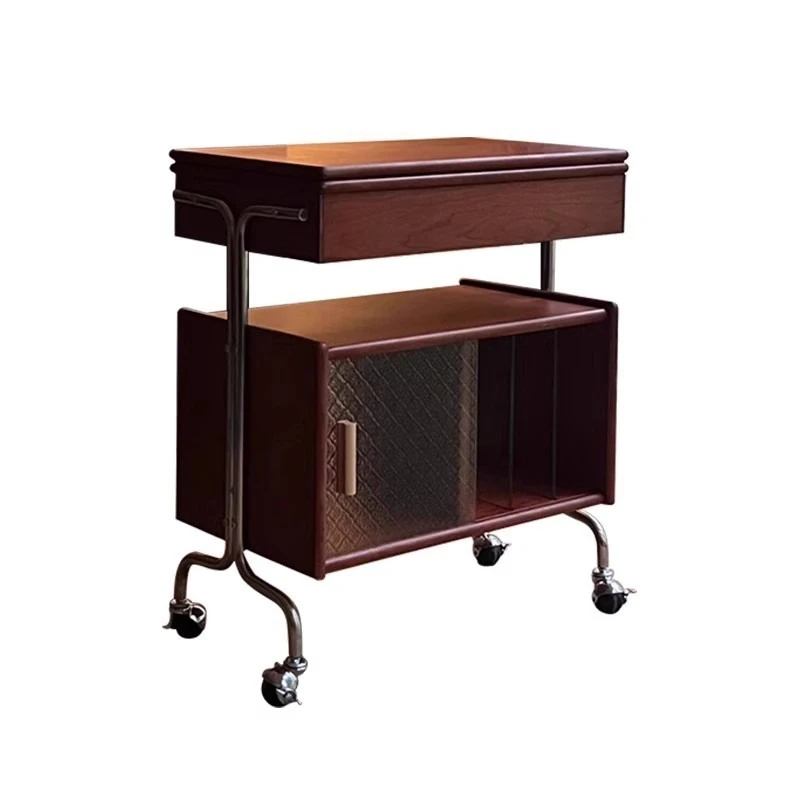 trolley antique living room movable folding table with pulley cabinet