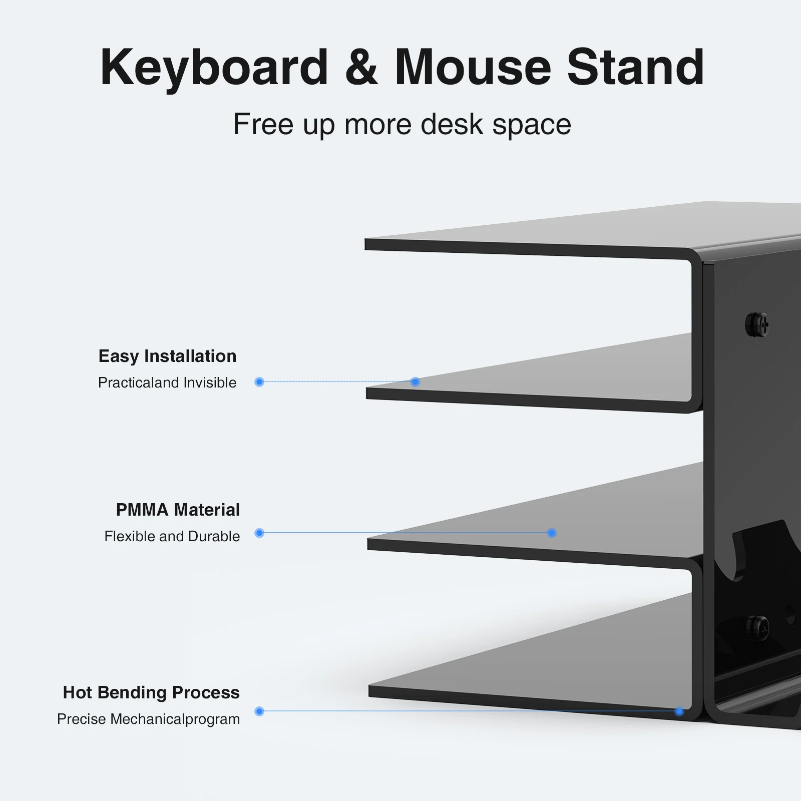 Espositore per piastra per tastiera in acrilico Supporto trasparente ergonomico per tastiera meccanica a 3 livelli per rack di stoccaggio per mouse