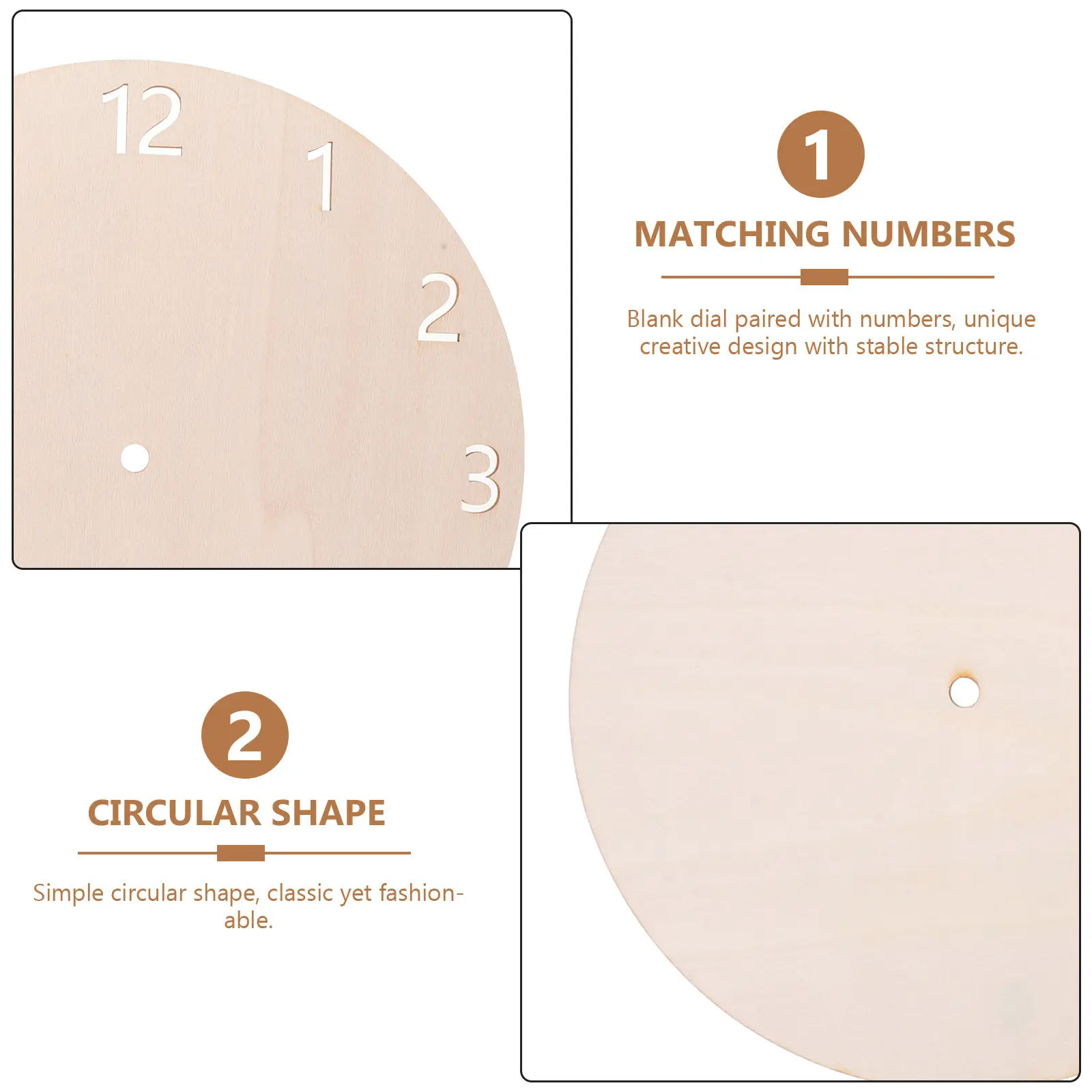 4Pcs Wooden Clock Faces Natural Texture Blank Round Dial Plates for DIY Painting Craft Clock Kit Wall Decor Home Office