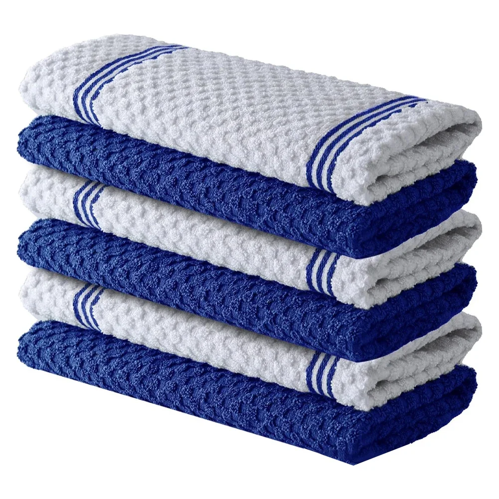 Absorbent Dish Rags Cotton Tea Towels Ultra Soft Texture Super Absorbent Terry Ring-spun Cotton For Kitchen Use Sapphire Blue