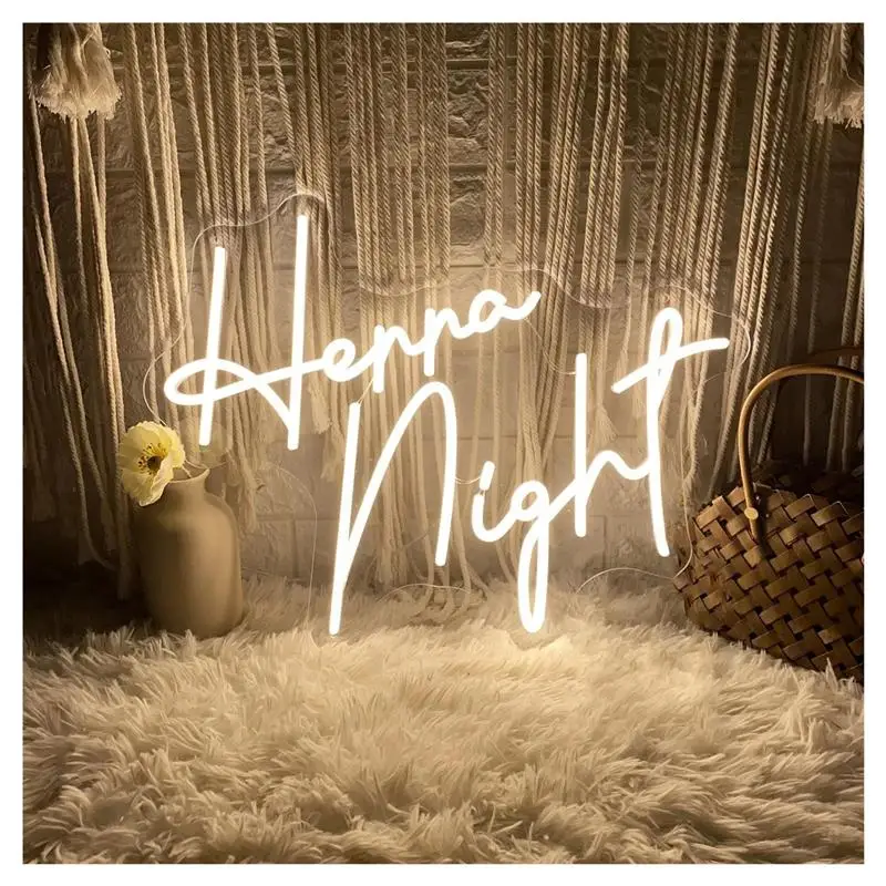 Henna Night Neon Sign Light Dimmable USB Powered For Wedding Bridal Shower Party Engagement Decor