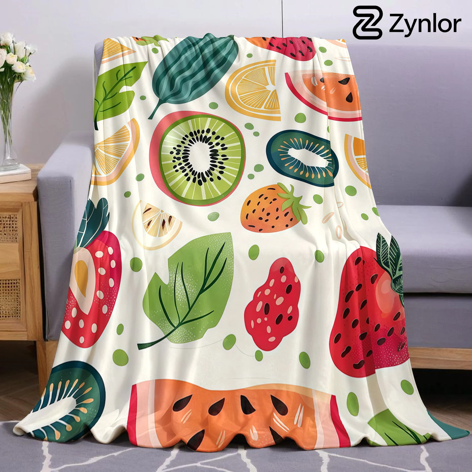 Mixed Fruit Ultra Soft Sherpa Fleece Blanket Fluffy Warm Halloween Cozy Throw for Sofa Couch Bedroom Gift All season