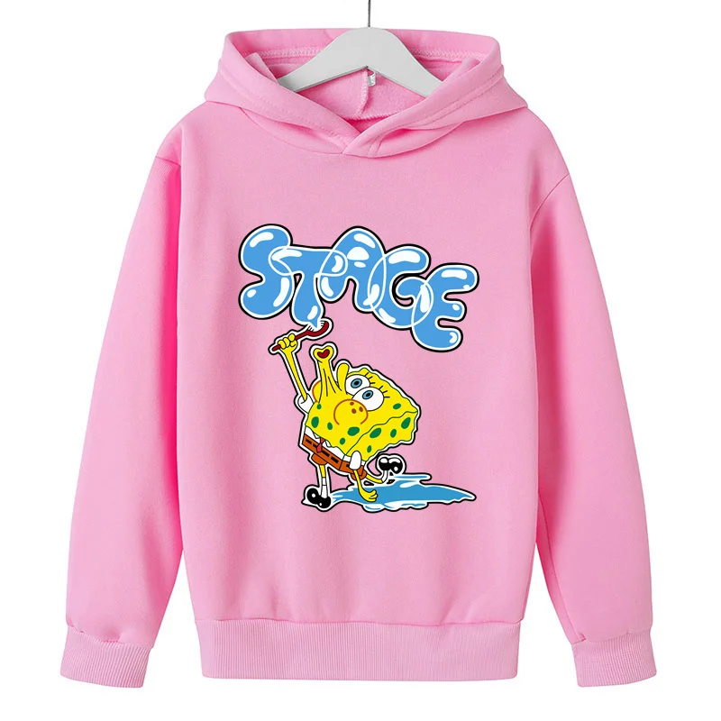 Spongebob Squarepants Hoodie Kids Tracksuit Girls Clothing Cartoon Fashion Print Mickey Mouse Spring Fall Baby Boy Sweatshirt