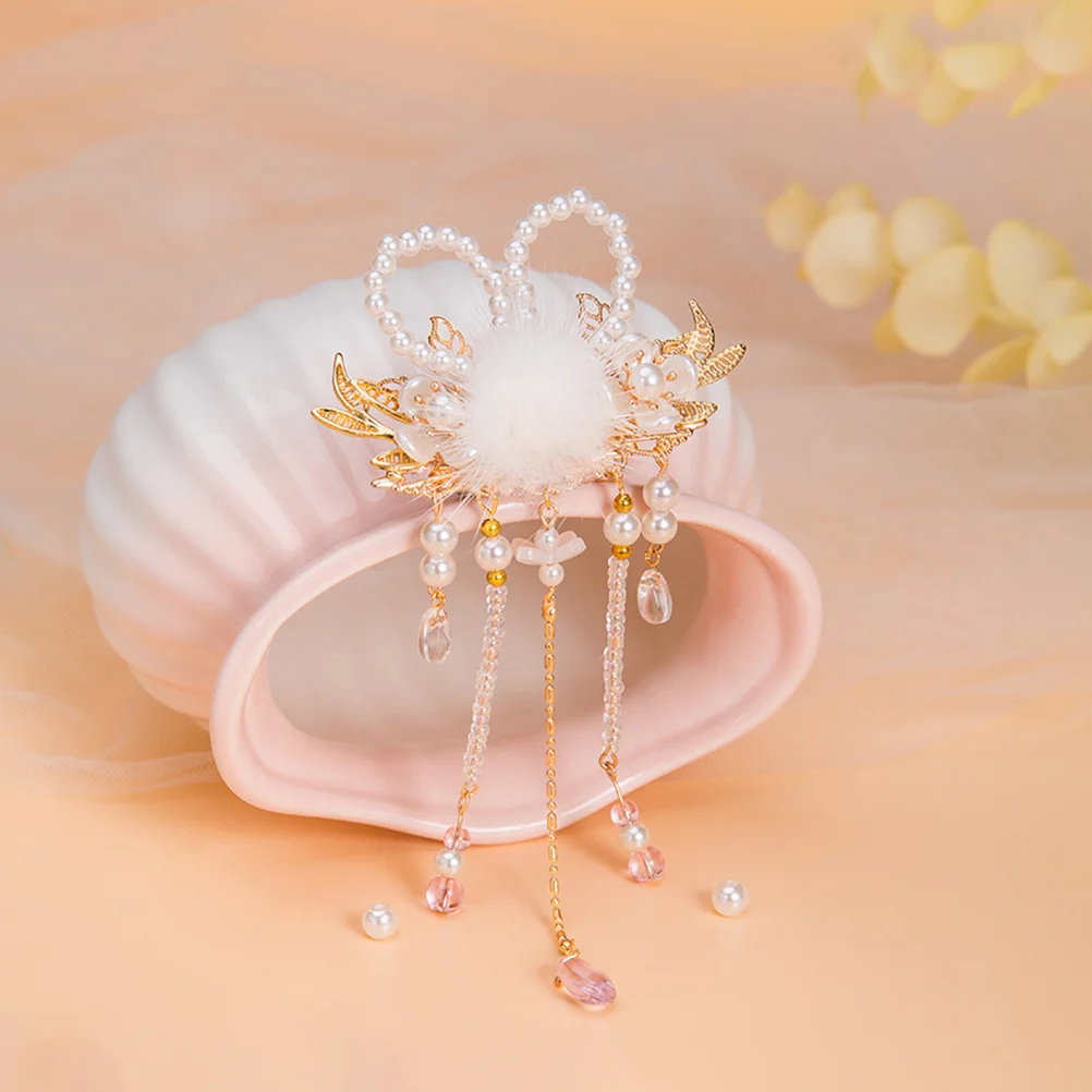 1 زوج الأرنب الأذن مشبك شعر اللؤلؤ شرابة استرخى باريت الشعر الكرة اكسسوارات الفتيات النساء اليومية دبوس الشعر شرابة دبوس الشعر