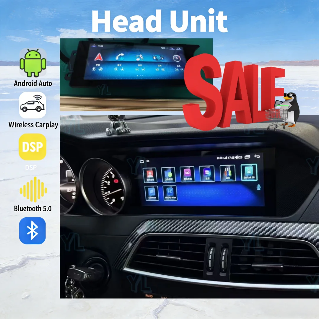 8.8 Inch Wireless Carplay Android 13 For Mercedes Benz C Class W204 2011-2014 Car GPS Multimedia HeadUnit Car Radio Auto BT 5.0