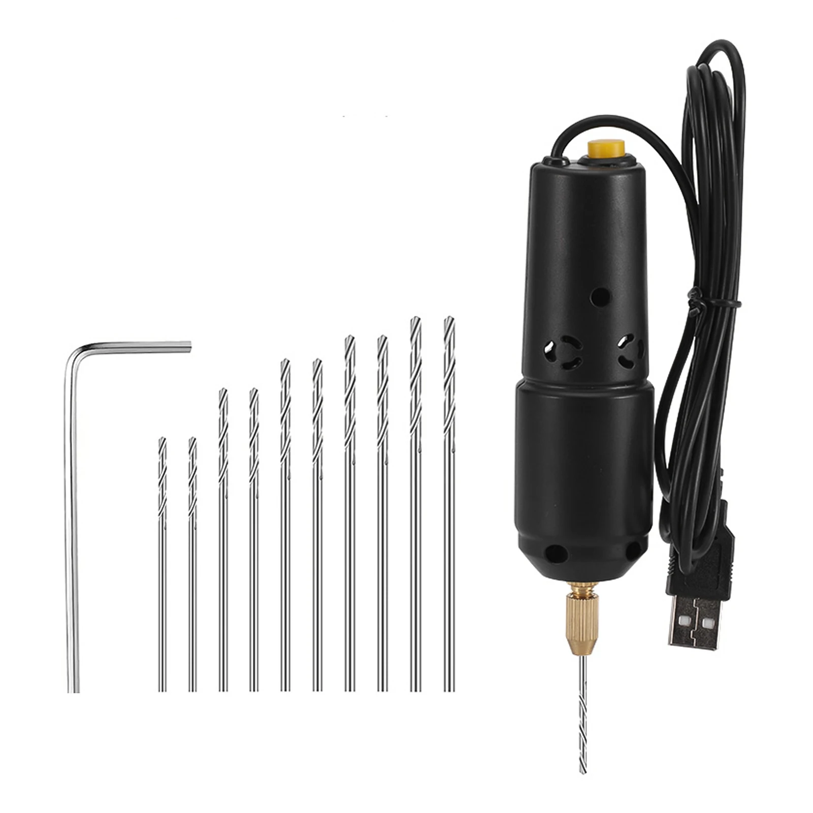 Pin Vise Electric Drill Set Resin Electric Mini Drill with 10pcs Drills Bits for Jewelry Aluminum Products Wood Key Chain Making