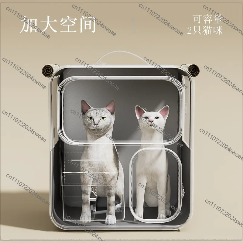 Cat bag out large capacity suitcase multi-cat pet portable cat multi-function wheel trolley case transparent backpack