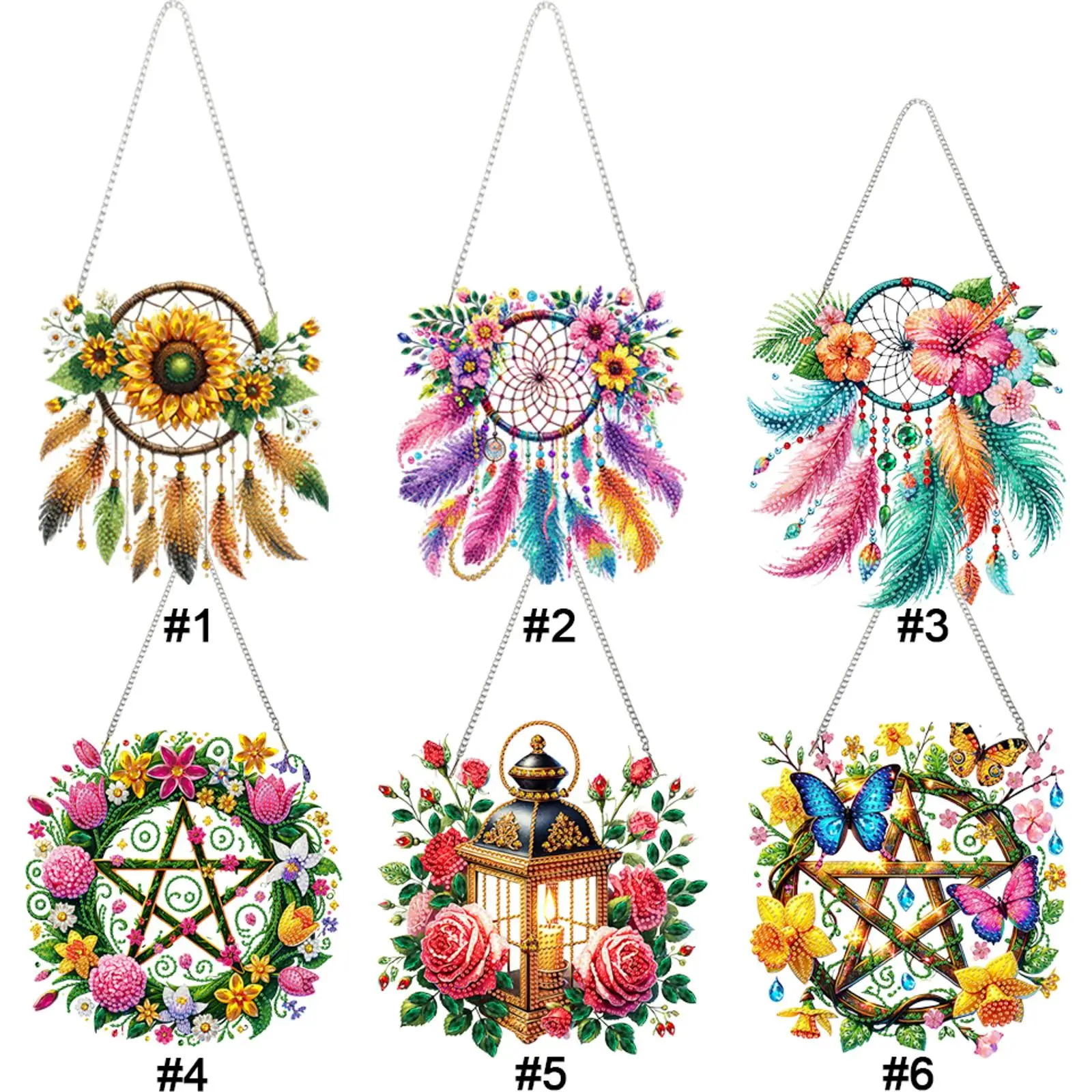 Acrylic Special Shape Flowers Butterflies 5D DIY Diamond Painting Dots Pendant Rhinestone Diamond Art Pendants for Wall Window