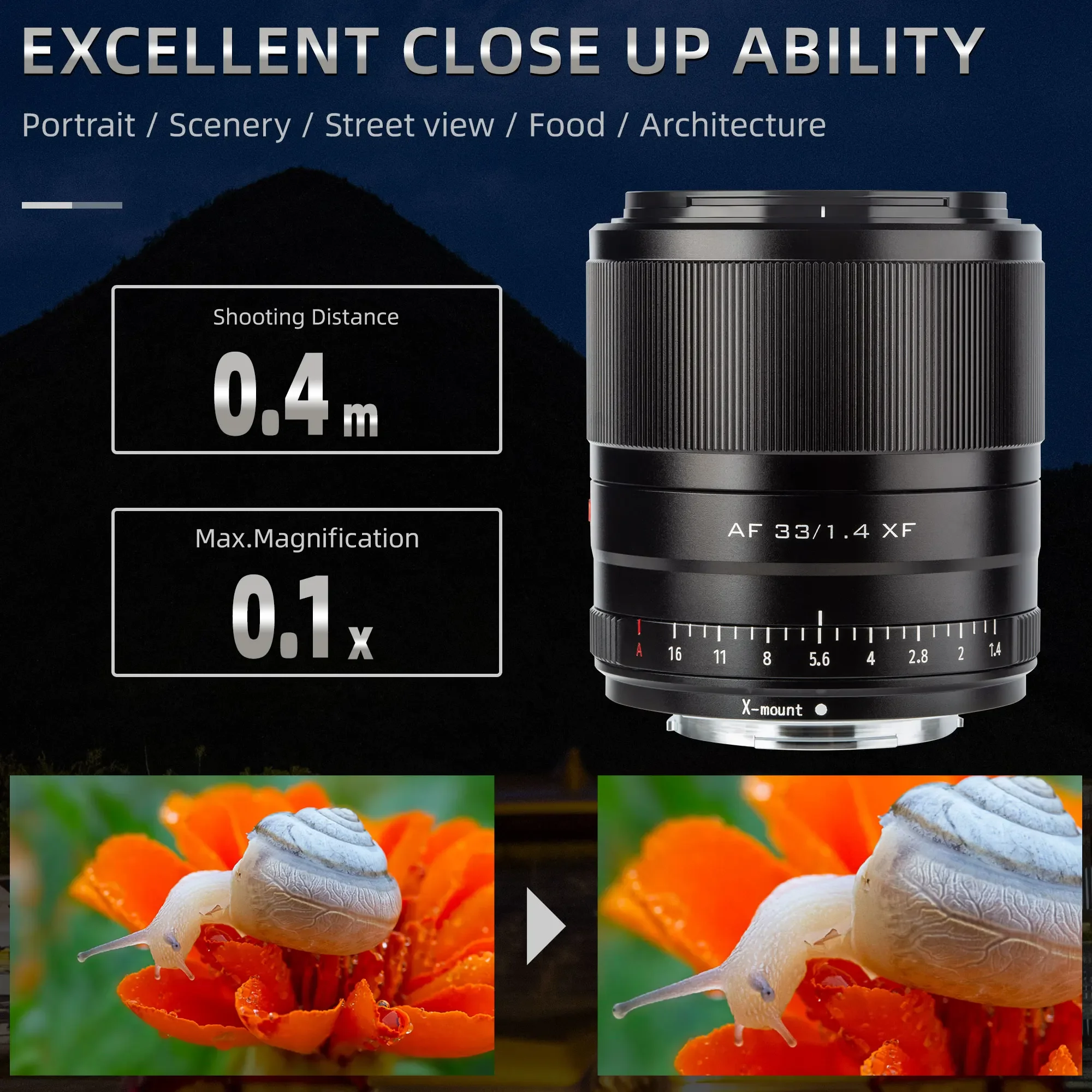 Viltrox 33mm F1.4 XF Autofokus Porträt Objektiv mit großer Blende APS-C für Fujifilm Fuji X Mount Kameraobjektiv X-T3 X-T30 X-T20 X-Pro2