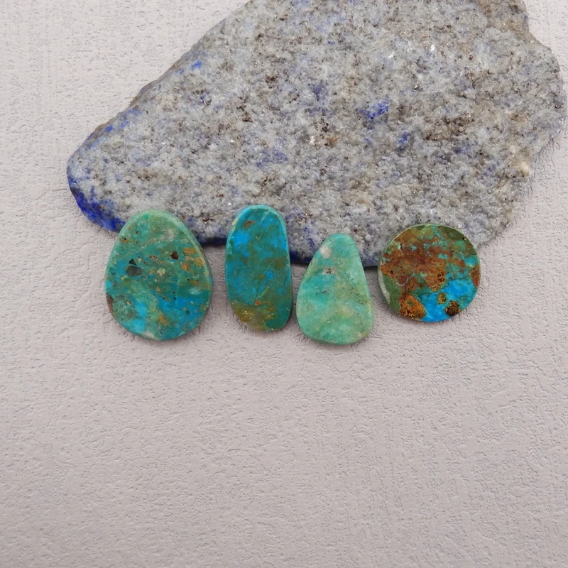 4pcs Natural Stone Cabochons,Blue Opal Gemstone Bracelet Necklace Pendant DIY Jewelry Accessories 26x21x5mm 9g