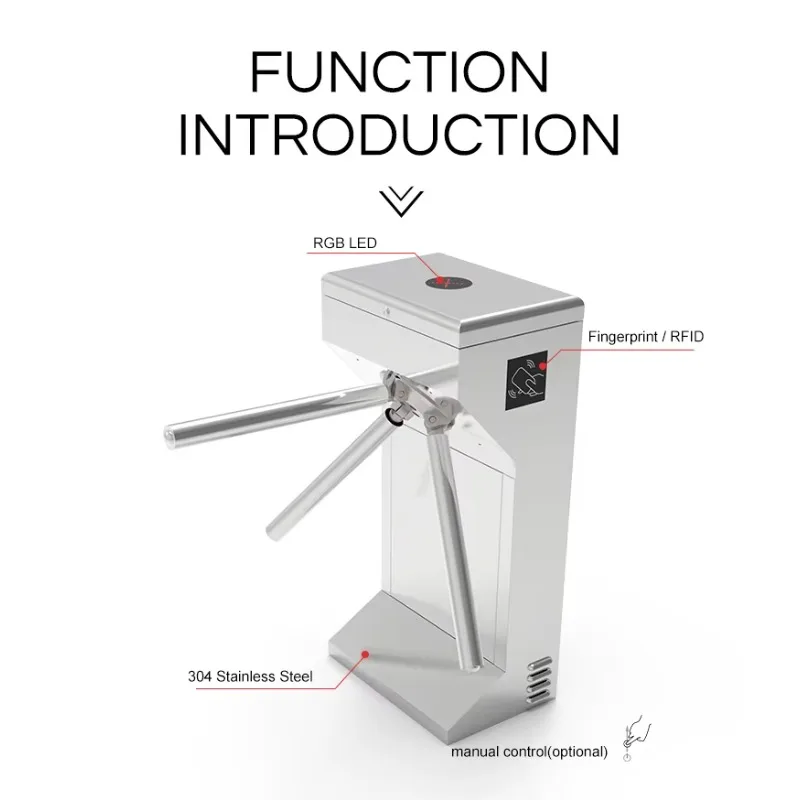 Swipe Machine Turnstile with People Access Control Vertical Tripod Turnstile Gate Entrance and Exit Gate Card