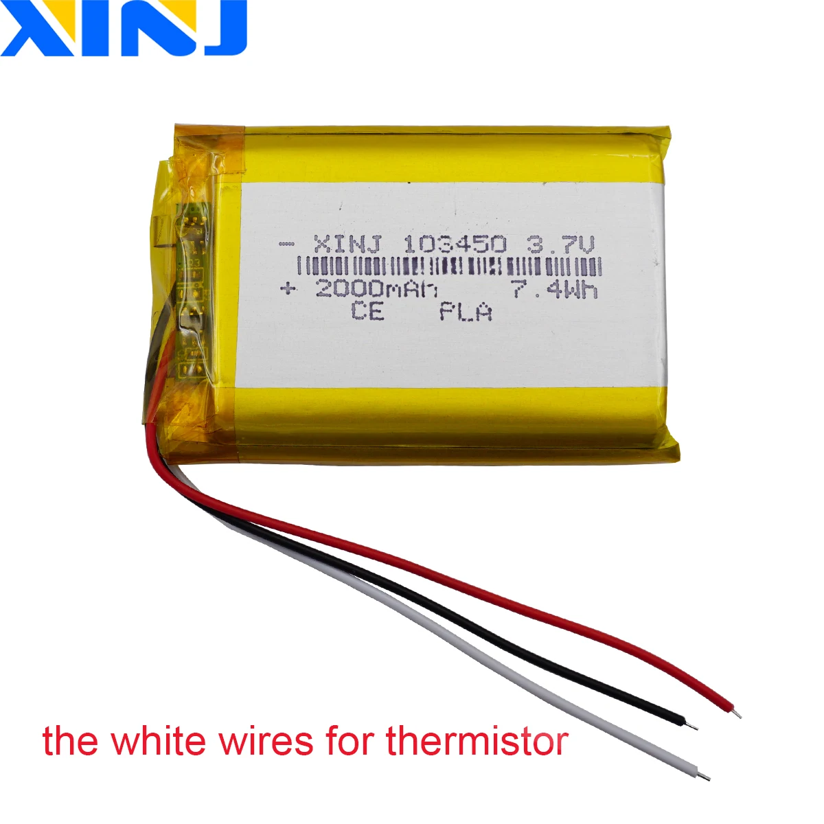 3.7V 2000mAh 7.4Wh 3-Wires NTC Thermistor Li-Polymer Li Lithium Battery 103450 For GPS Bluetooth Speaker Car DVR DashCam LED