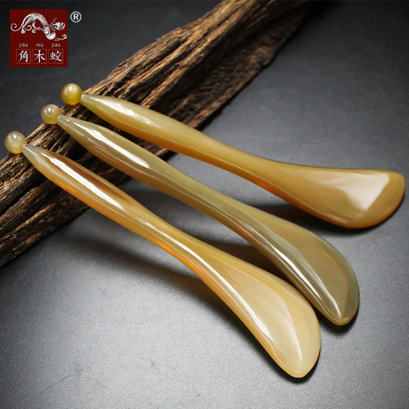 Horned Yak Horn Acupoint Massage Stick, Beauty Scraping Board, Eye Scraper