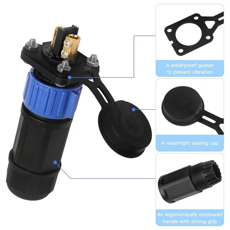 【AC77 Top !! 】Marine Boat For Down Rigger Riggings/Fishing Reels 2-Pack Trolling Motor Plug 12V/24V 36V/48V Waterproof DC Power