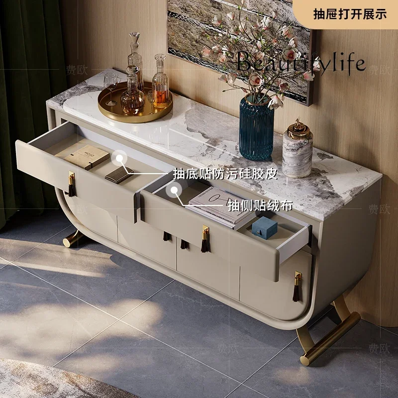 

A Light Luxury Dining Side Cabinet Storage Italian Postmodern Villa Large Flat Floor Marble Advanced Entrance Shoe Cabinet