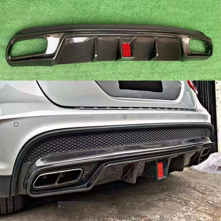 For Mercedes Benz GLA Class X156 GLA45 2016-2019 Carbon Fiber Car Rear Bumper Diffuser Rear Splitters Spoiler Back lip body kit