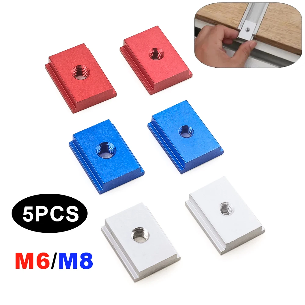 5Pcs M6 M8 T Slot Nut 30/45 Type Tracks Slider T Block Square Nuts for WoodworkingTool Jigs Screw Slot Fastener Aluminum Profile
