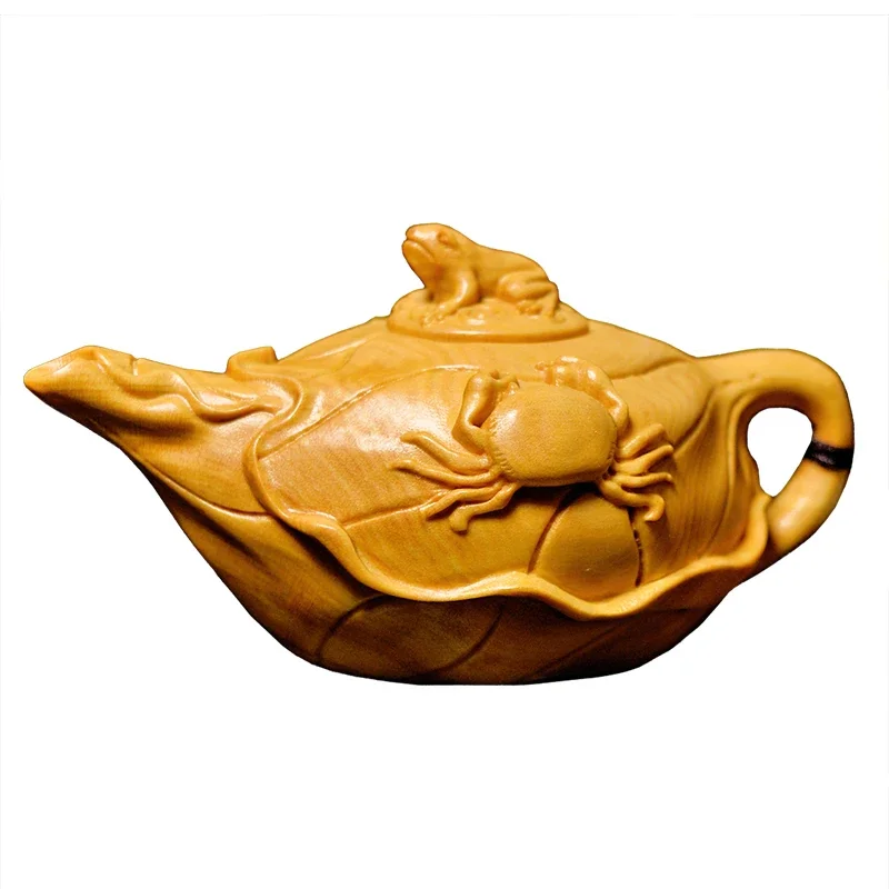 Crab Boxwood Carving Playing with Hands Tea Ornaments Crafts Craft Gift Eight Square God of Wealth Handle Pot