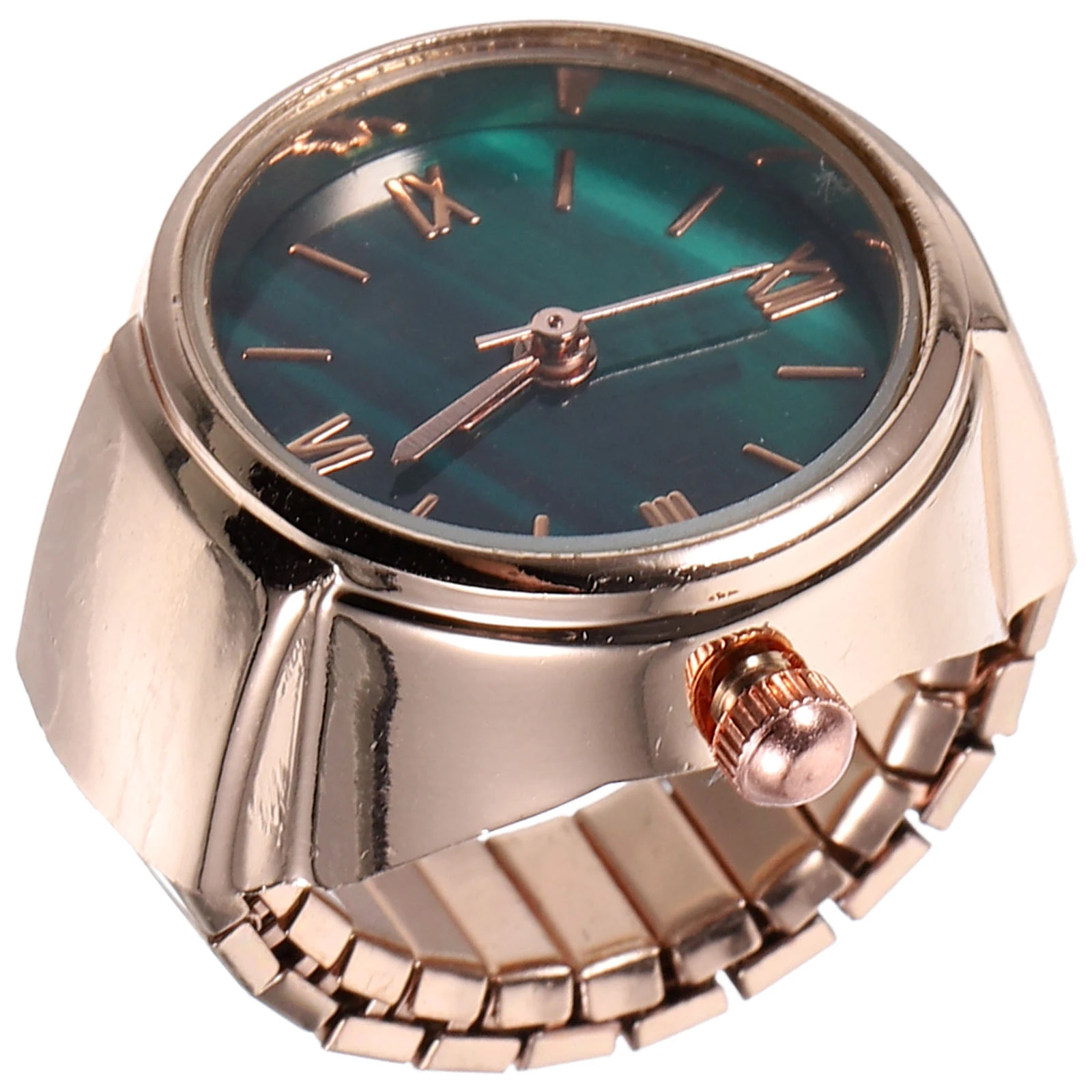 

Mini Green Watch Zinc Alloy Waterproof Finger Clock Watches for Women Men Kids Roman Numeral Ring Accessories Gift