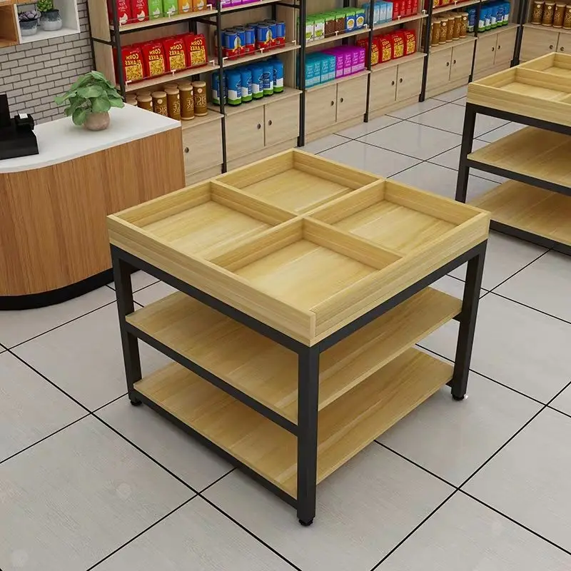 custom.Three / Four-Custom Promotion Table Island Display Stand Wooden Display MINISO Rack