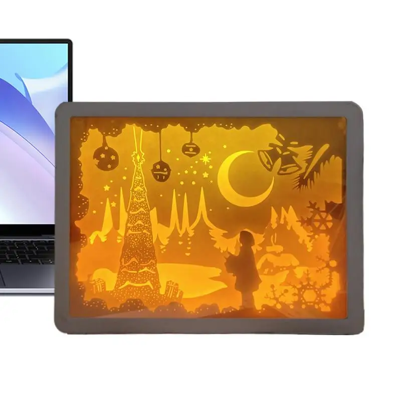 

Papercut Light Box Decorative Shadow Light 3D Papercut Light Boxes Frame LED Night Lights Paper Sculptures Night Lamp For