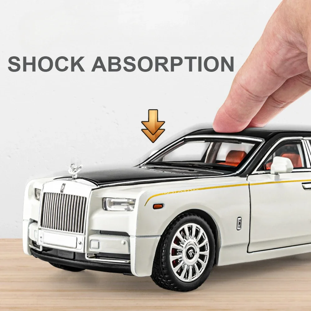 Tamanho grande 1:18 rolls-royce phantom carro brinquedo modelo diecast metal som luz puxar para trás céu estrelado modelos superiores ornamentos de mesa