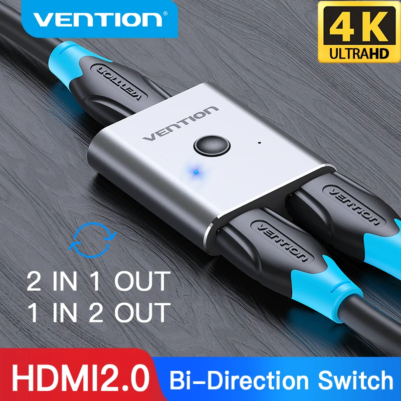 Vention HDMI Switcher Bi-Direction 4K HDMI 2.0 Switch 1x2/2x1 Adapter For PS4/5 Xiaomi TV Box 2 in 1 Out 1 in 2 Out HDMI Spitter