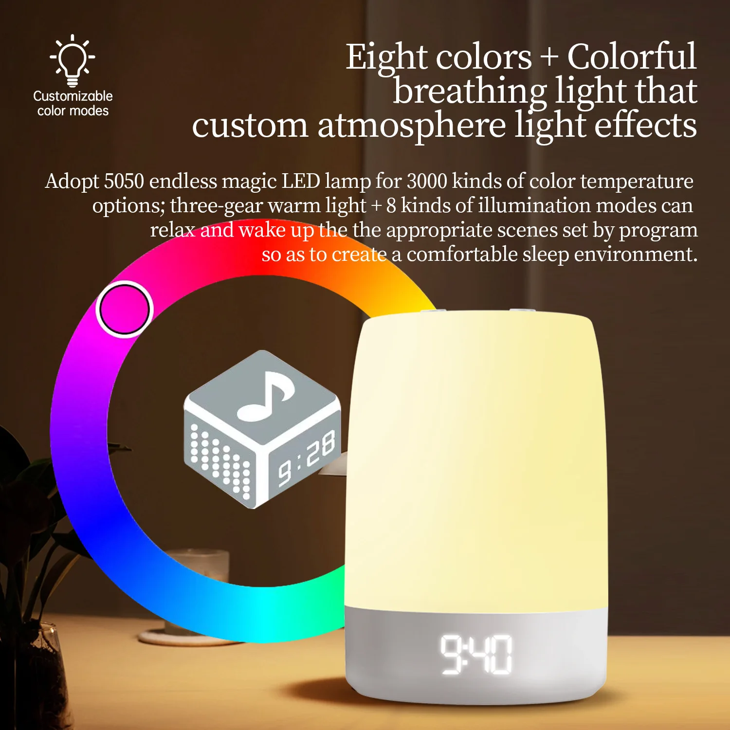 White Noise Machine, Sleep Aid, Colorful Night Light, 28 Soothing Sounds, Christmas & Thanksgiving Gift