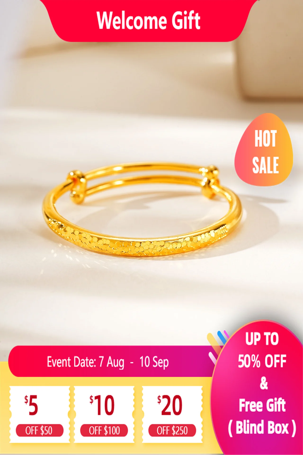 

Lium Gems 24k Gold Vermeil Bling Bling Shining Adjustable Push-Pull Mechanism Bracelet Children 925 Sterling Silver Kids Gift