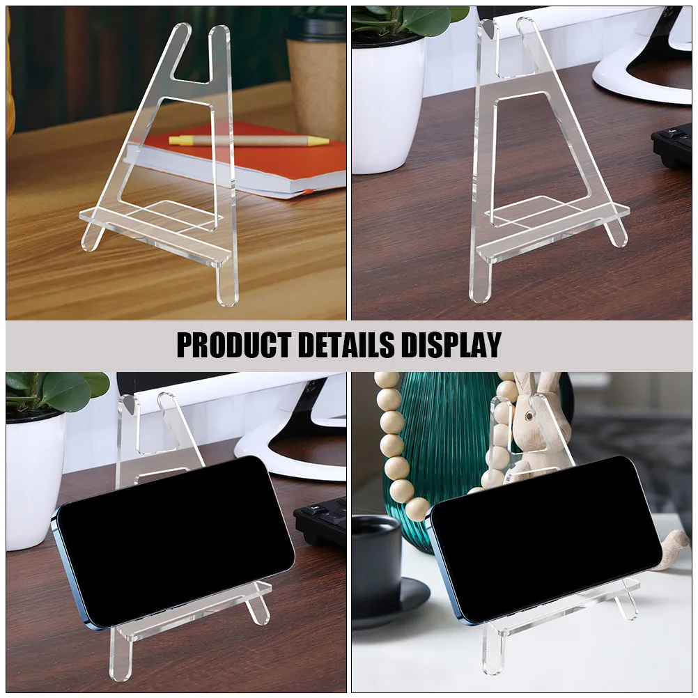 Clear Acrylic Phone Display Stand for Desk – 2pcs Mobile Tablet Holder, Retail Store Showcase, Desktop Accessory