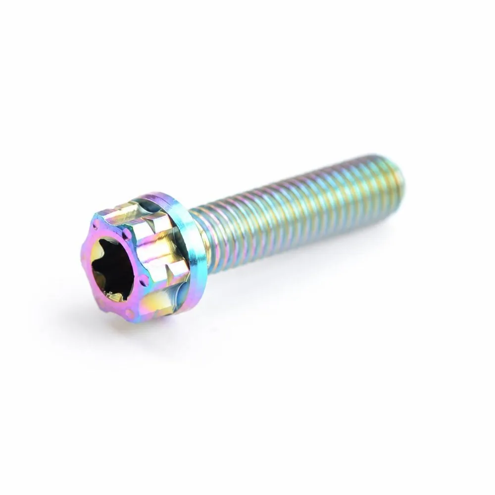 Lightweight GR5 Titanium Alloy Flange Torx Bolt M6 Multi Colors Titanium Bolt Torx Screws