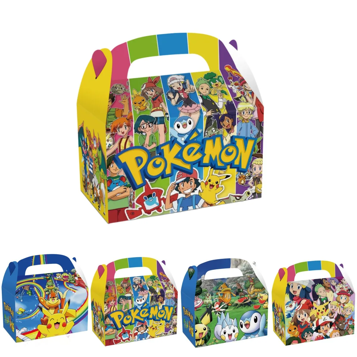 12/24/36 Pokemon Birthday Decoration Pikachu Paper Gift Box Cardboard Candy Box Kids Favor Baby Shower Event Party Gift Supplies