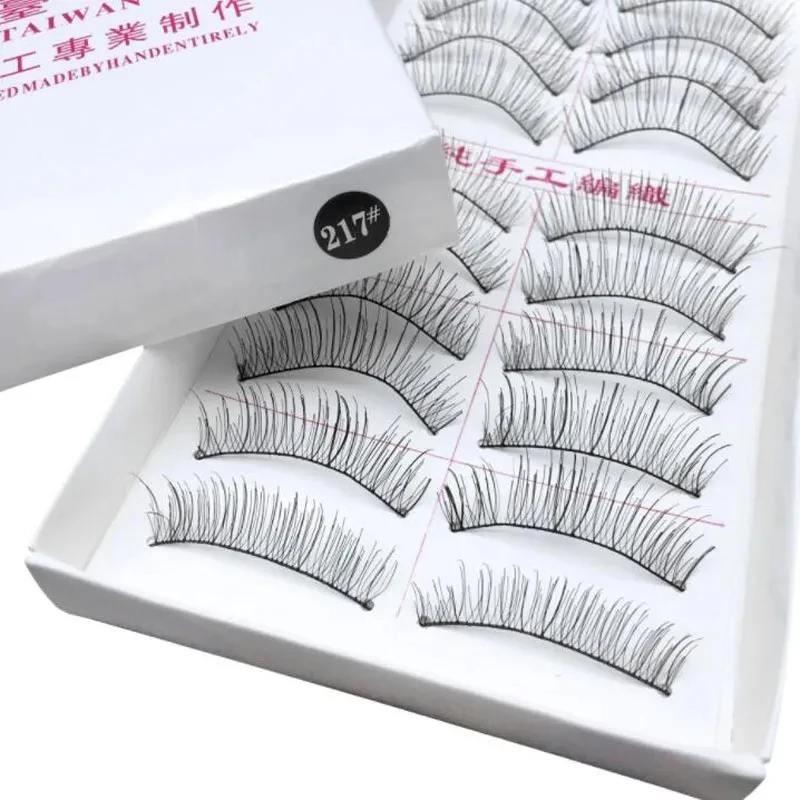 10Pairs Natural Cotton Stalk False Eyelashes Handmade Black Fake Eyelash Makeup Volume Full Strip Eye Lashes Eyelash Extensions