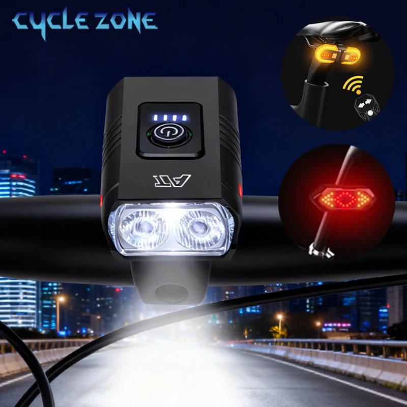

LED Front Light Rear Lamp Set Rechargebale MTB Road Bike Headlight Red Warning Wireless Control Tail Light for Cycling Safety