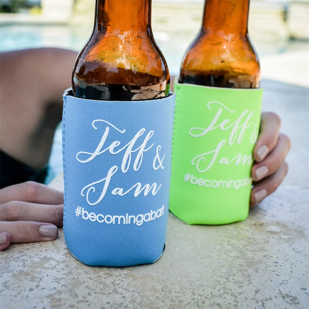 

Customizable Wedding Can Coolers, Personalized Wedding Favors, Monogrammed Can Coolies, Bottle Huggers, Can Huggers, Party Can C