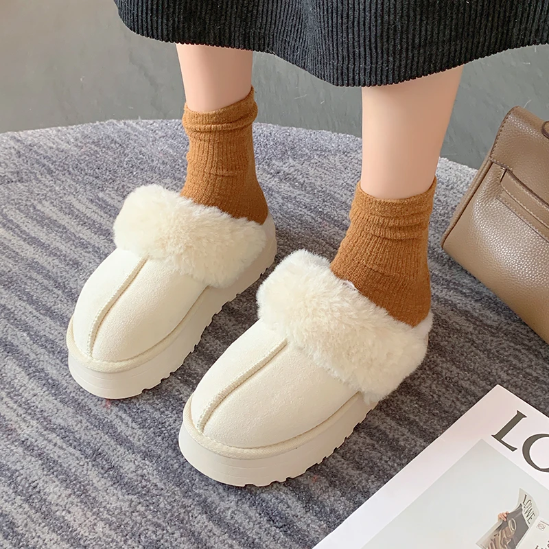 Mulheres quentes chinelos planos inverno camurça falsa fofo peludo casa chinelos mulher conforto antiderrapante sapatos de algodão interior slides feminino