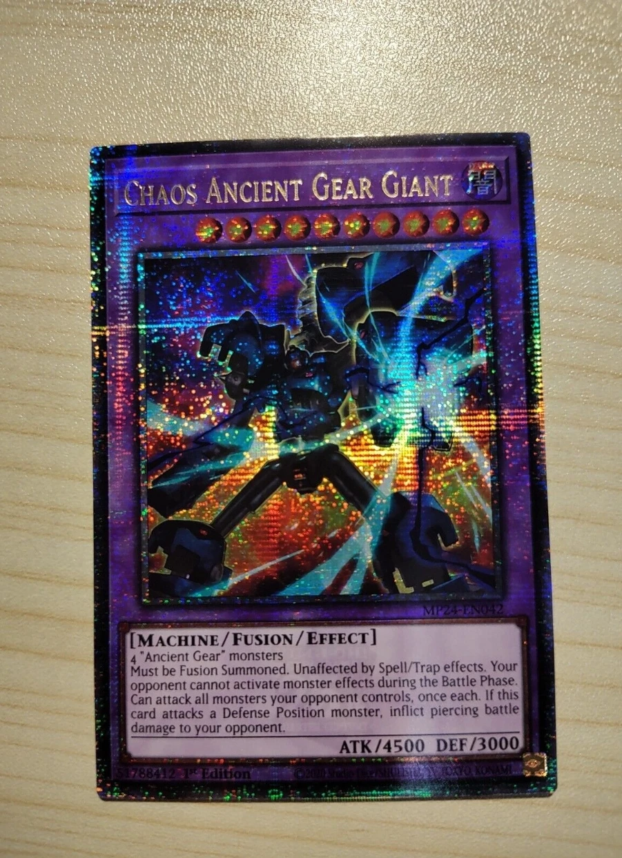 

Yugioh KONAMI TCG MP24-EN042 Chaos Ancient Gear Giant 25th Quarter Century Secret English 1st Edition Collection Mint Card